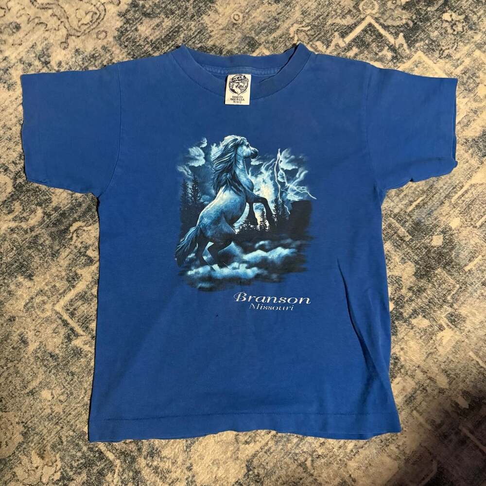 Eagle Products Branson Missouri Horse Lightning T-Shirt Size M 10-12 Blue